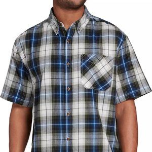 Field & Stream Men's Short Sleeve Button Up Flannel Shirt Size S/M Blue Gray NEW